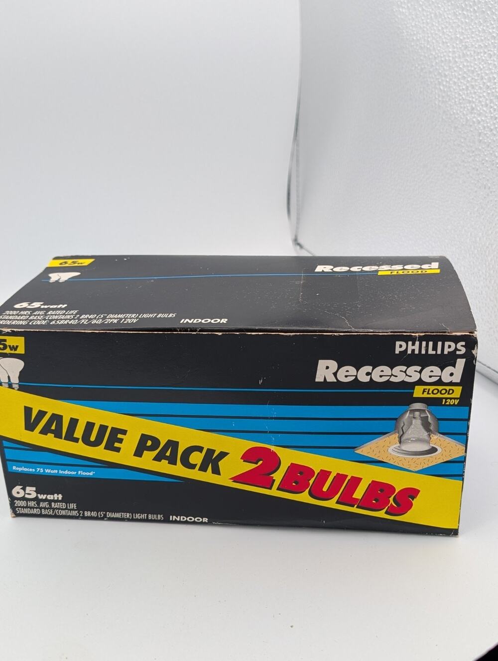 NEW 2 Pack PHILIPS 65W Indoor Flood Bulbs 3 Bulbs Tested NIB